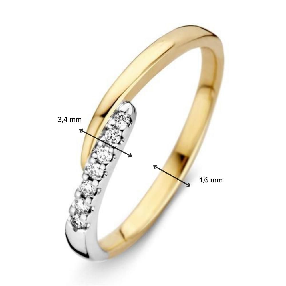Damenring aus 14-karätigem Bicolor-Gold mit Brillant-Diamant