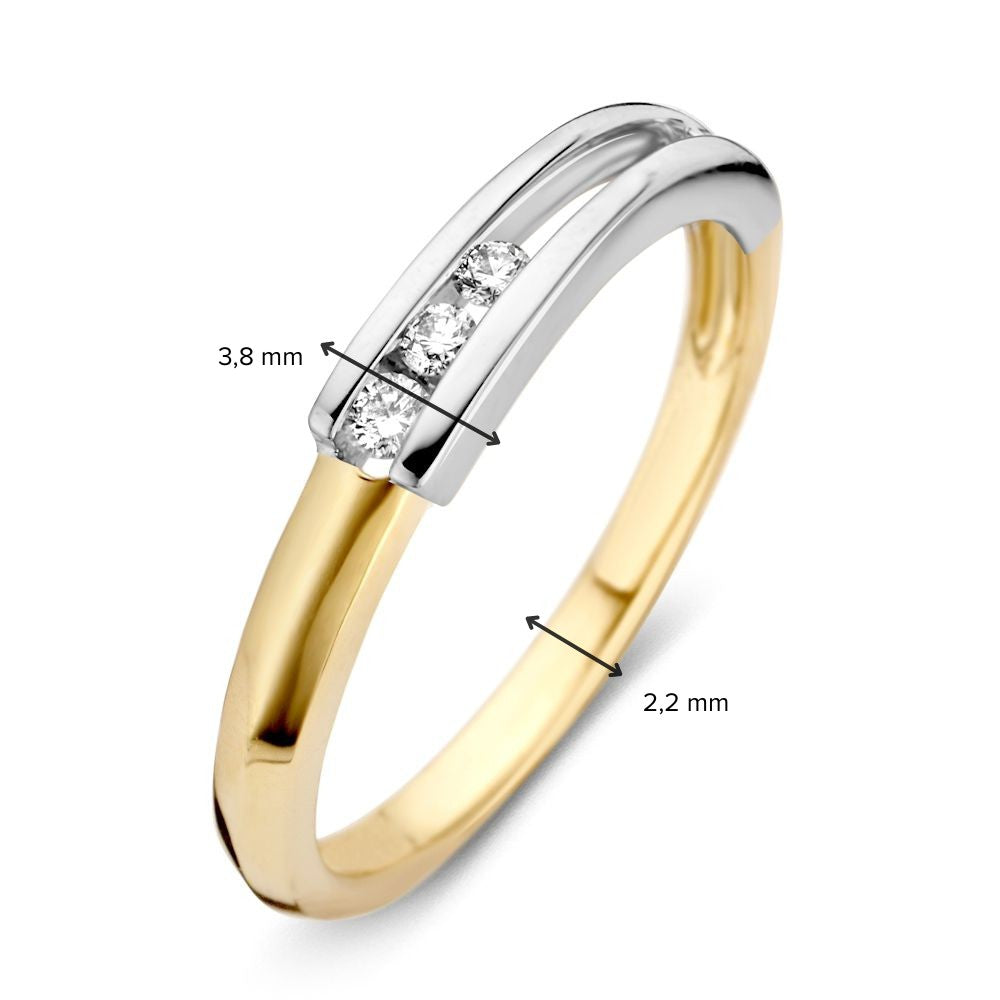 14-karätiger Bicolor-Damenring aus Gold mit Diamanten im Brillantschliff