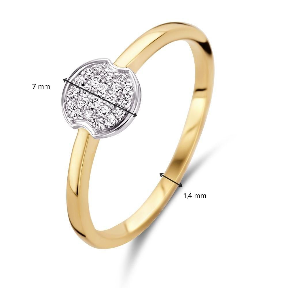 14-Karat-Goldring mit weißgoldgefassten Diamanten