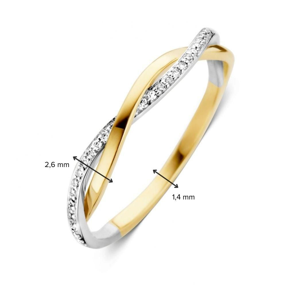 14 Karat Bicolor Goldring mit Diamanten im Brillantschliff