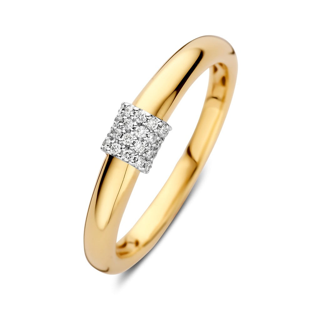 Ring aus 14 Karat Gelbgold mit einem Diamantbesatz von 0,10 ct in der Mitte