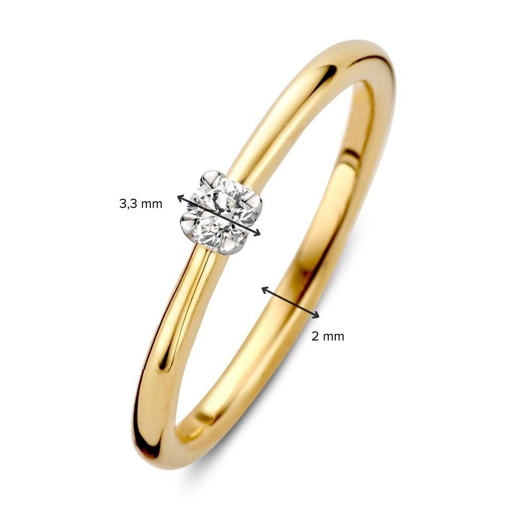 14 Karat Bicolor-Gelb- und Weißgold-Solitärring mit Tulpensetting und Diamant