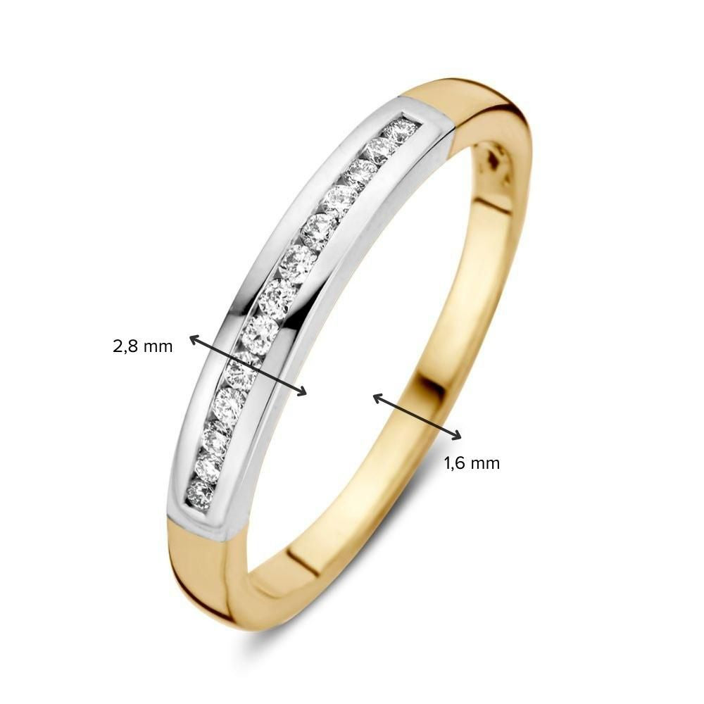 Bicolor Damenring aus Gelb- und Weißgold mit 0,12 Karat Diamanten