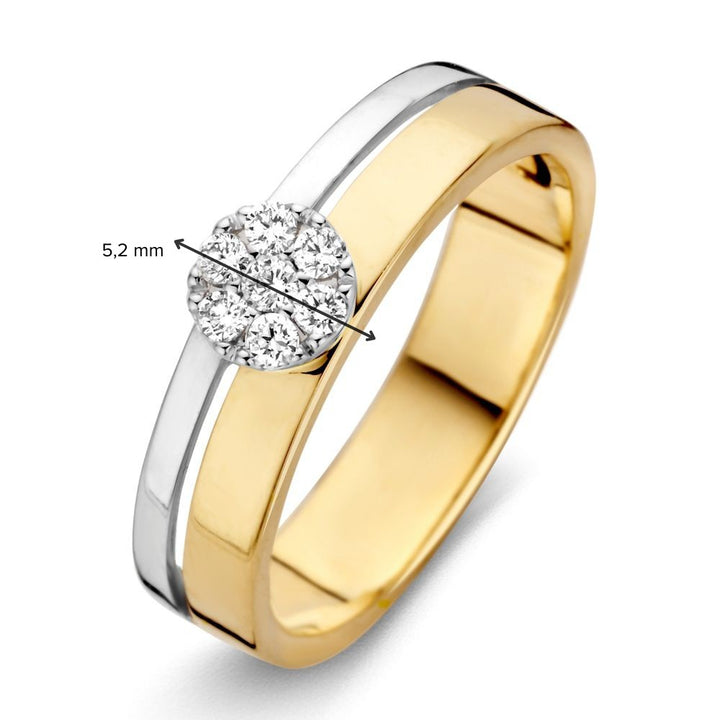 14K Geel- en Witgouden Crossover Design Ring met Briljant Diamanten