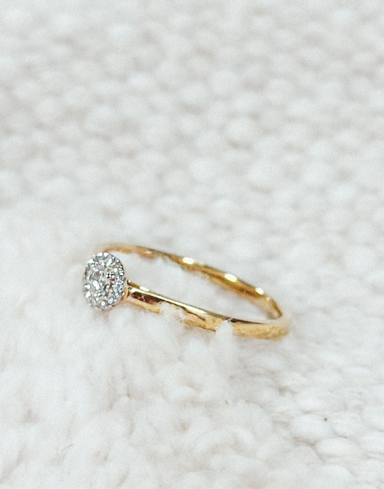 14K Gelb- und Weißgold Entourage Damenring mit 0.15 ct Brillanten