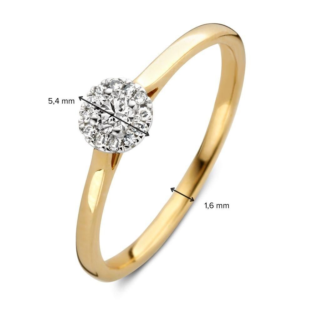 14K Gelb- und Weißgold Entourage Damenring mit 0.15 ct Brillanten