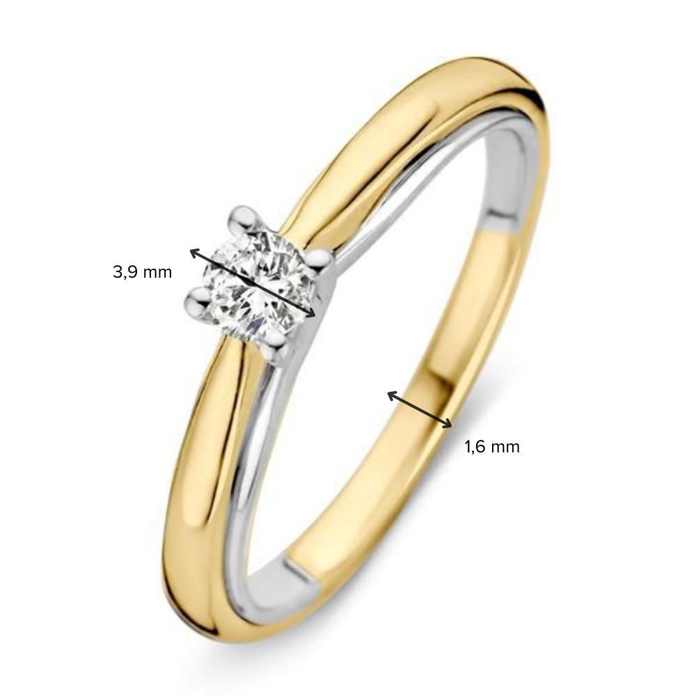 Bicolor-Ring aus Gelb- und Weißgold mit Brillant 0,19 ct.
