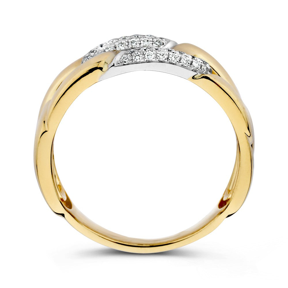 Bicolor-Goldring mit Brillant – 0,20 Karat