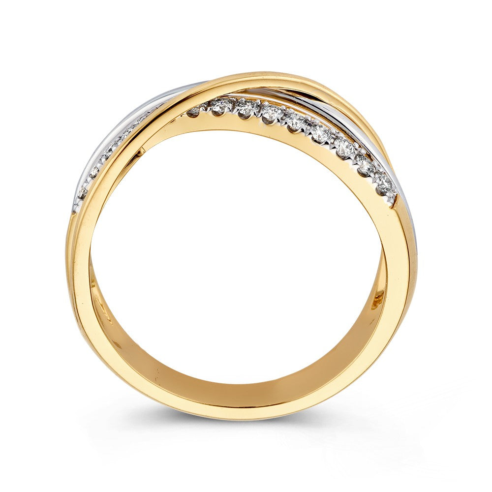Bicolor-Ring aus Weiß- und Gelbgold, Diamanten – 0.20 Karat
