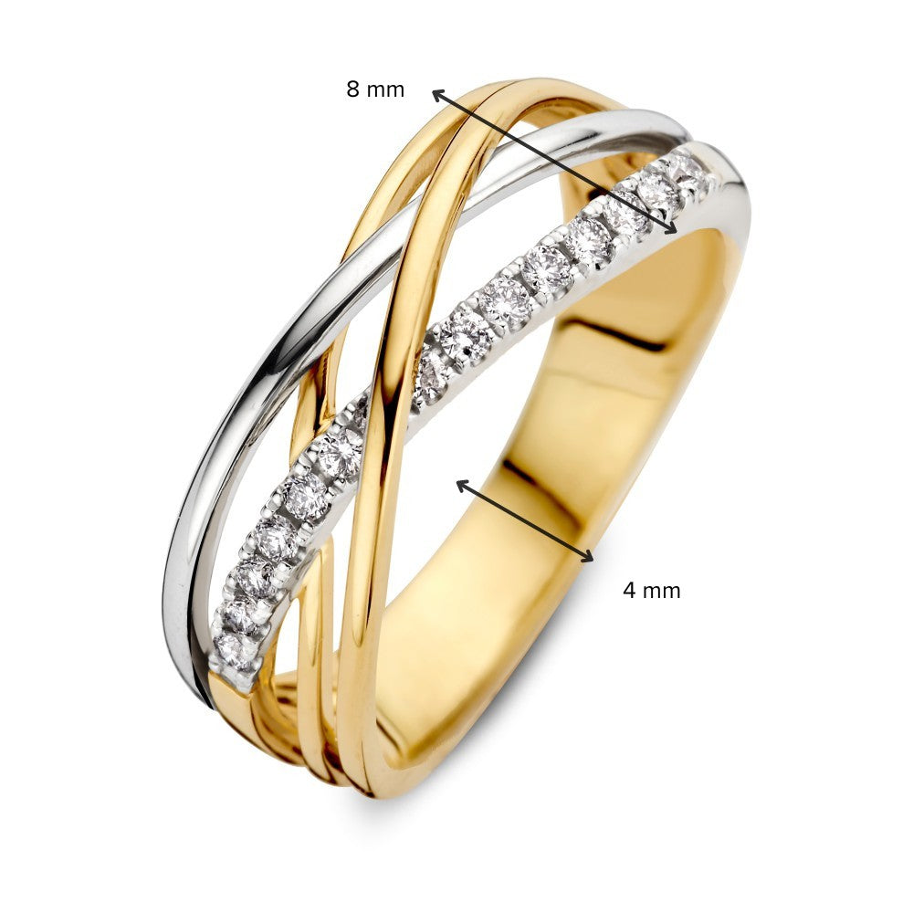 Bicolor-Ring aus Weiß- und Gelbgold, Diamanten – 0.20 Karat