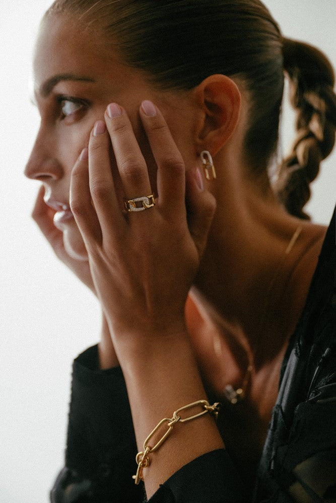 Bicolor-Goldring mit Brillant – 0,20 Karat