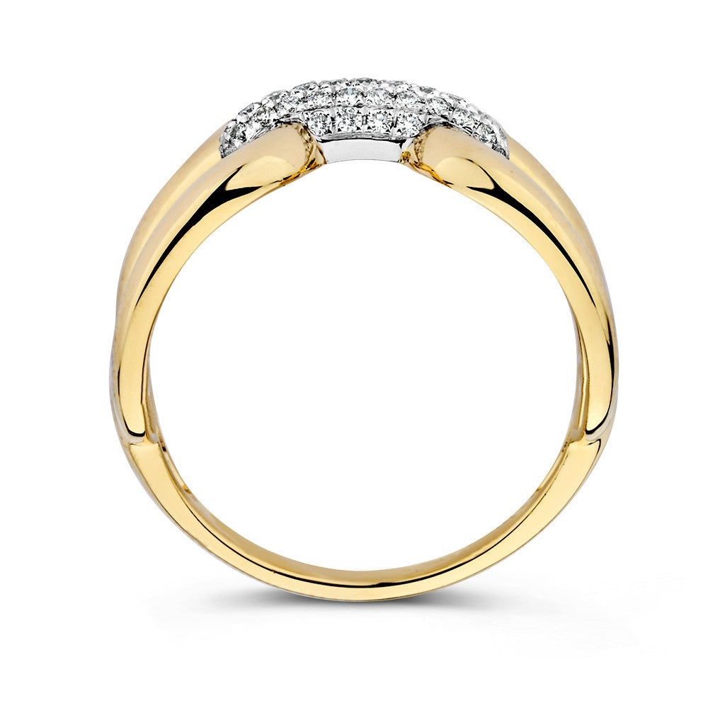 Bicolor Gelb- und Weißgoldring mit Brillant – 0,22 ct