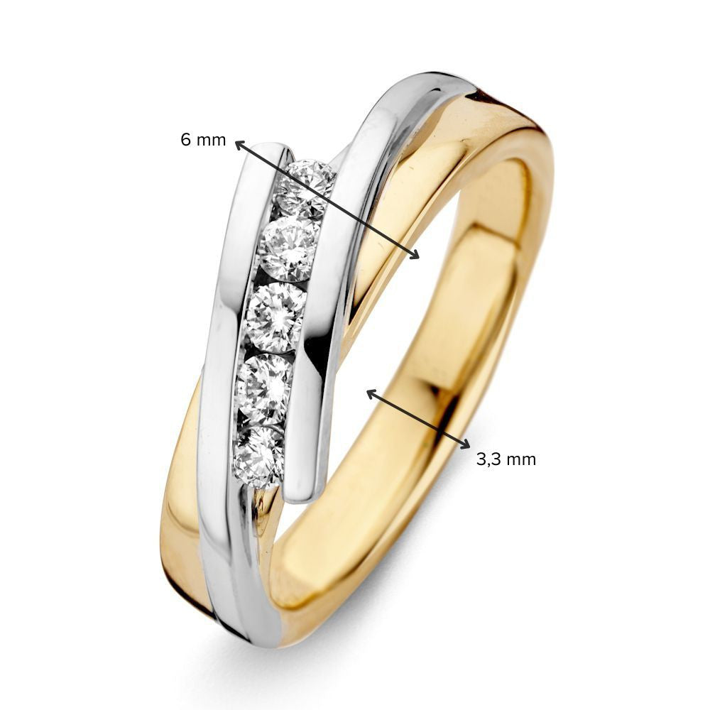 Bicolor Gelb- und Weißgoldring mit Brillant-Diamant – 0,24 ct