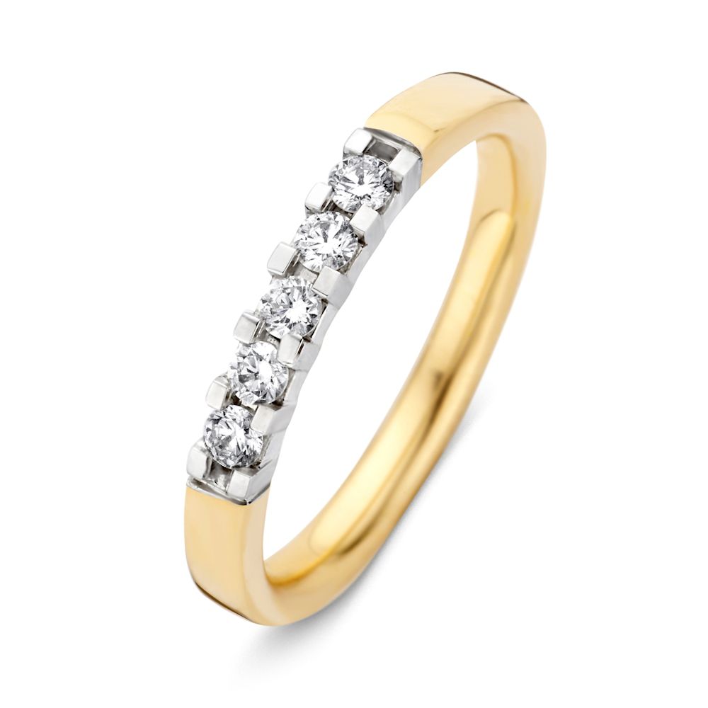 Bicolor Ring aus Gold und Weißgold mit fünf Brillanten von 0,25 Karat
