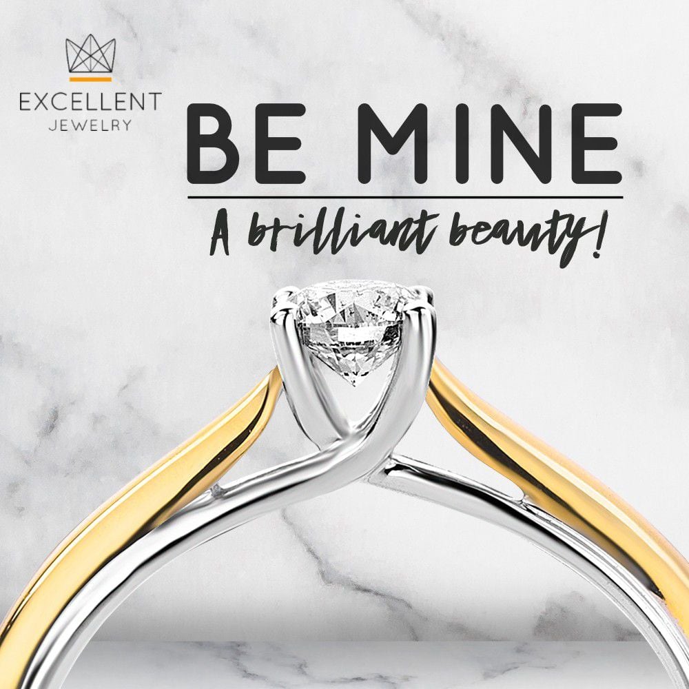 Eleganter Gelb- und Weißgoldring mit 0,25 Karat Brillant-Diamant
