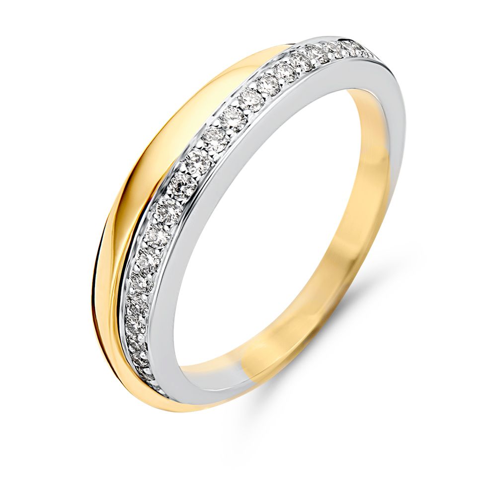 Bicolor Ring aus Weiß- und Gelbgold mit Diamanten in weißer Fassung – 0,25 Karat
