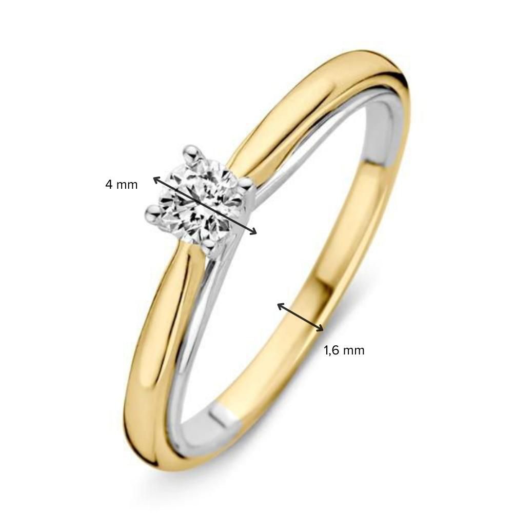 Eleganter Gelb- und Weißgoldring mit 0,25 Karat Brillant-Diamant