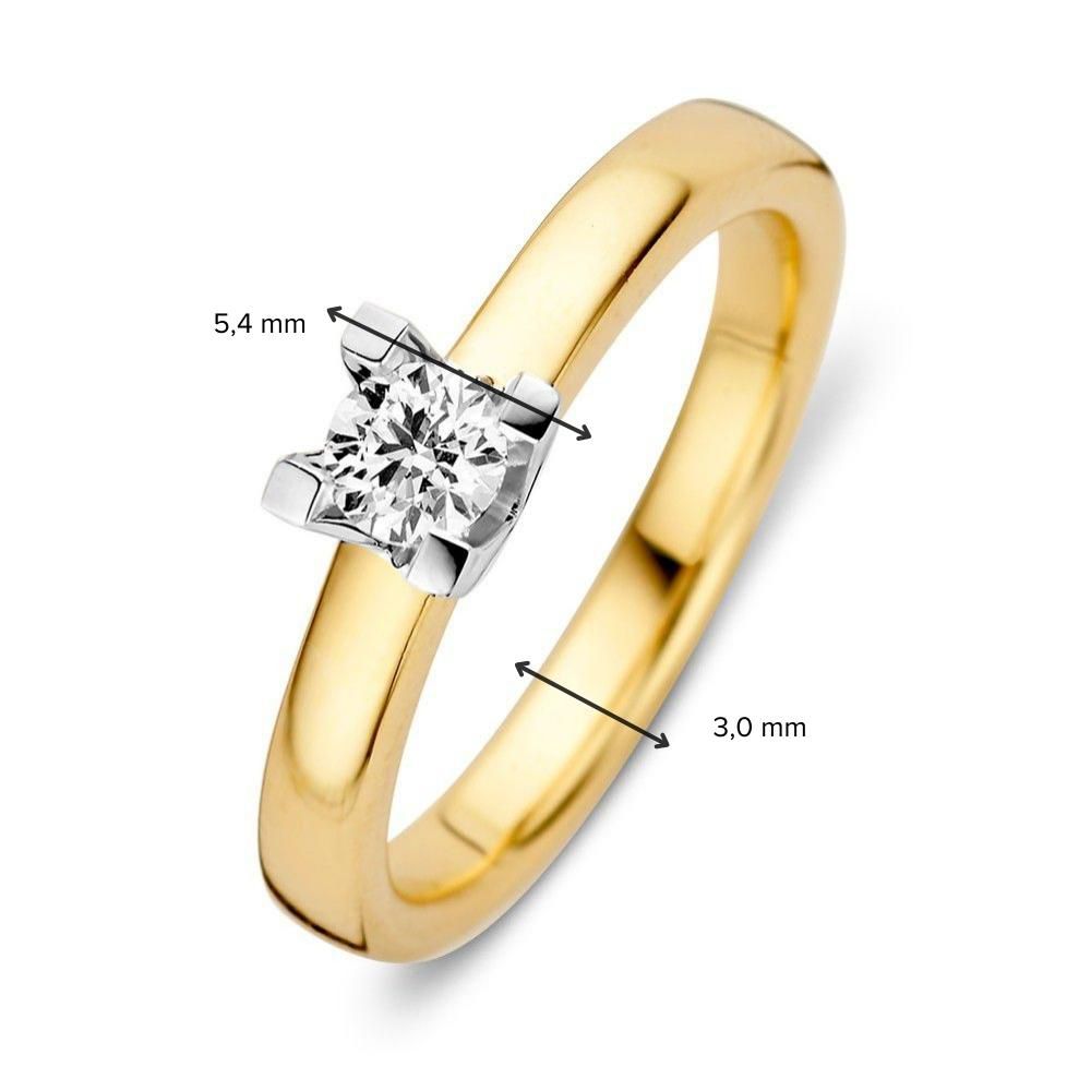 icolor Gelbgoldener schlichter Solitärring mit 0,30 Karat Brillant und Vierkrappenfassung 0.30 Karat.