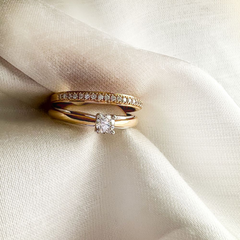 Bicolor-Ring aus Gelb- und Weißgold mit Diamant-Brillanten 0.31 ct.