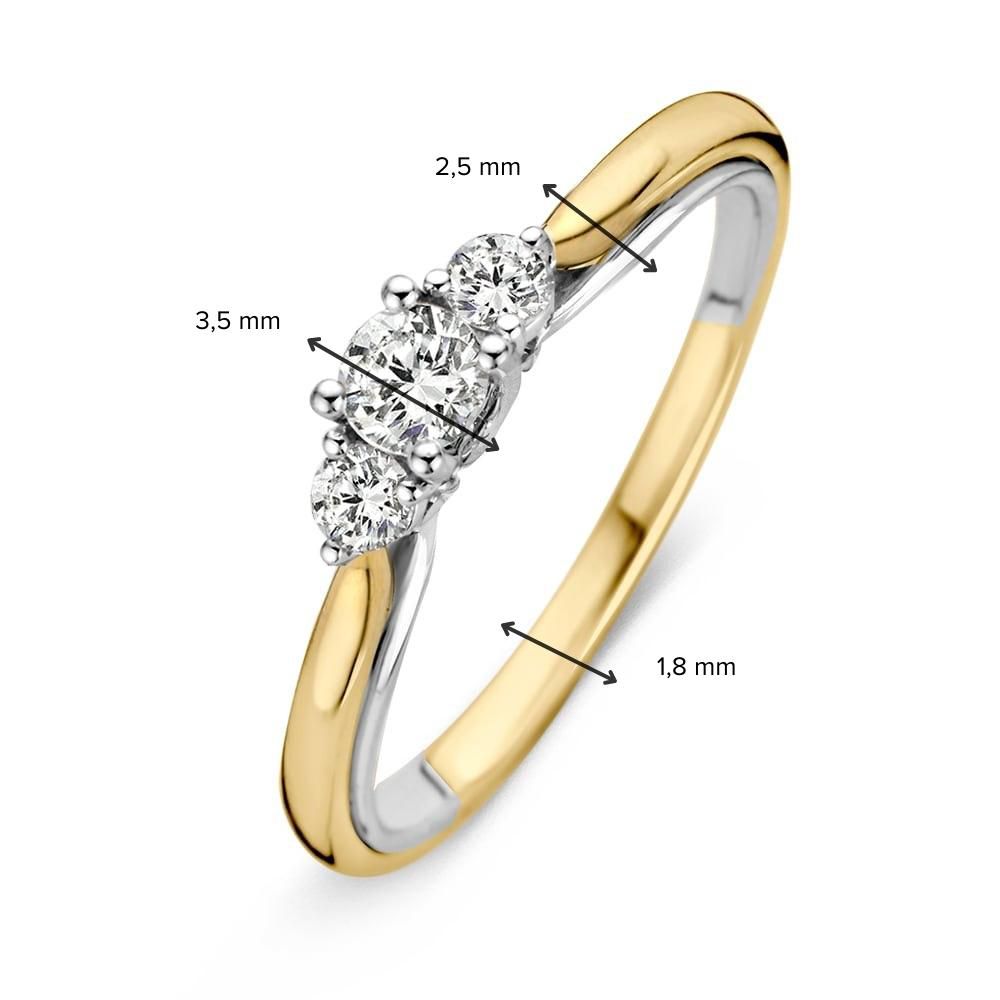 Eleganter Bicolor-Ring aus Gelb- und Weißgold mit Brillant-Diamant 0,31 Karat.