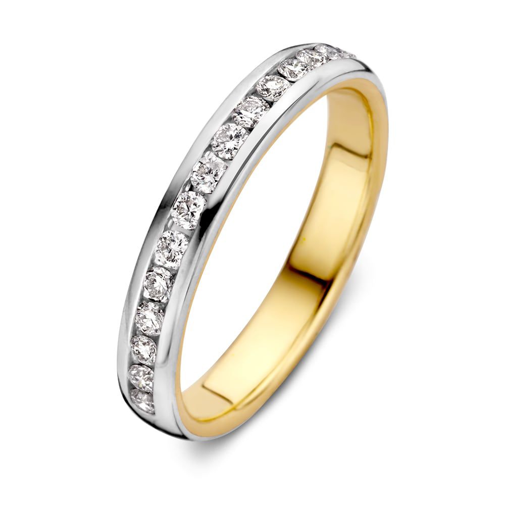 Bicolor Ring aus Weiß- und Gelbgold mit 0,32 ct Brillanten in einer Reihe