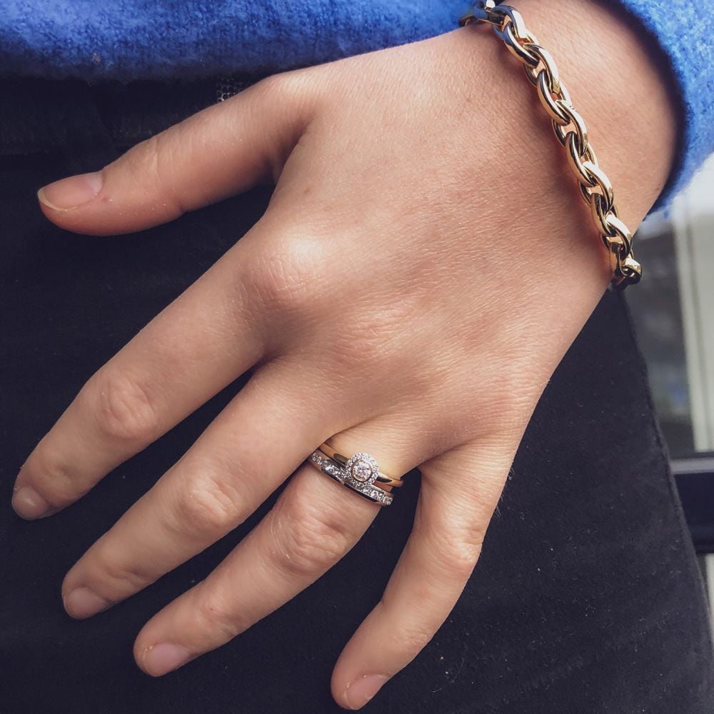 Bicolor Weißgold- und Gelbgoldring mit Brillant-Diamant – 0.32 ct