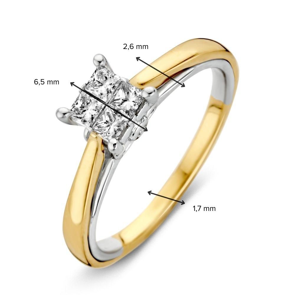 14 Karat Goldring mit 0,33ct Diamant - H/SI-1 Princess-Schliff | Van der Kooij