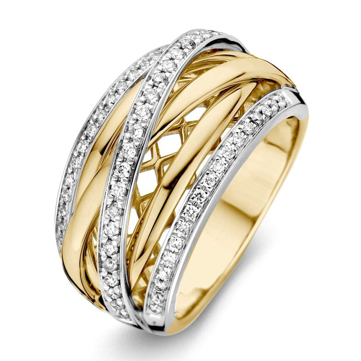 Bold Bicolor Gold Ring with Brilliant Diamond Accent 0.34 crt.