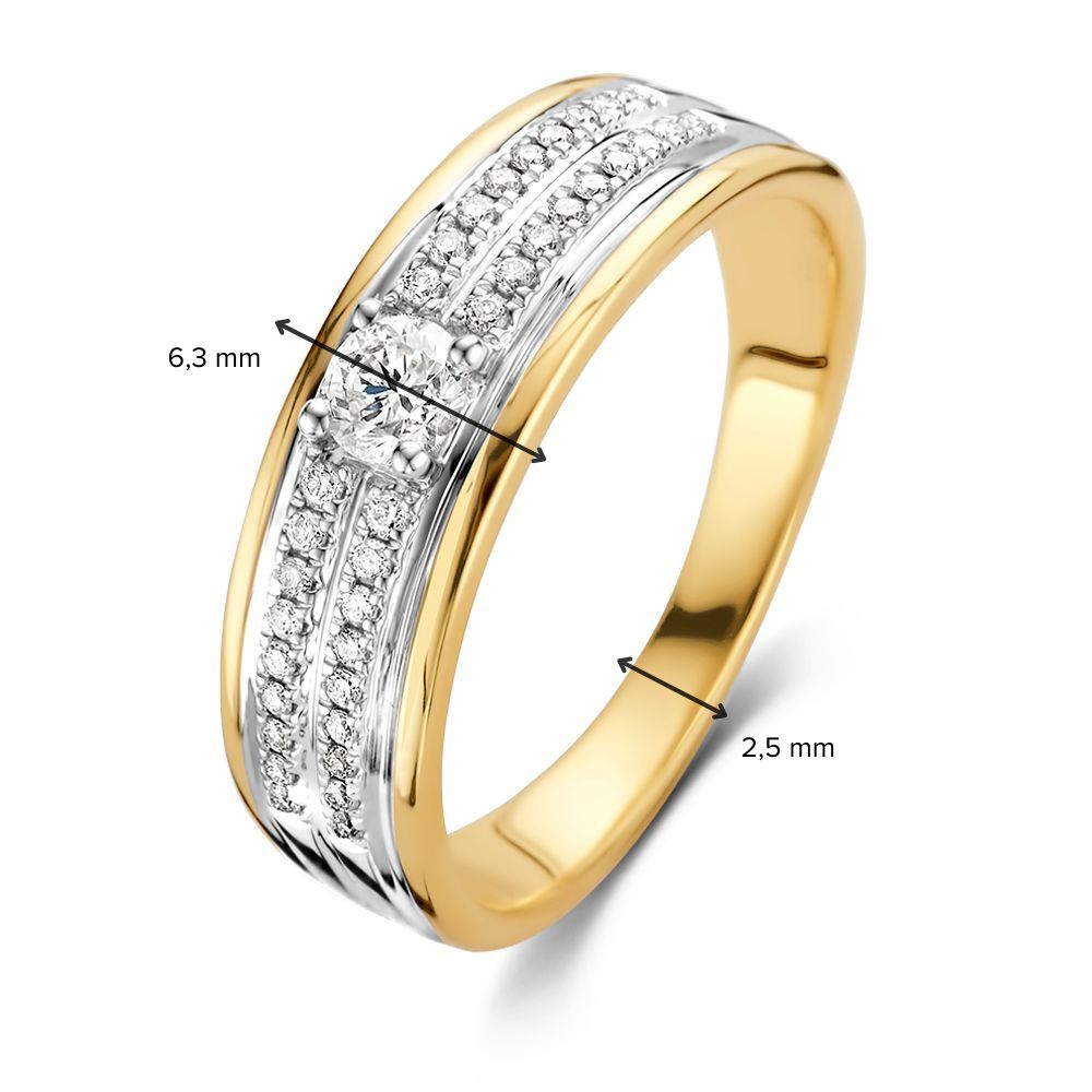 Eleganter Bicolor-Goldring mit brillantem Diamant-Center 0,34 Karat