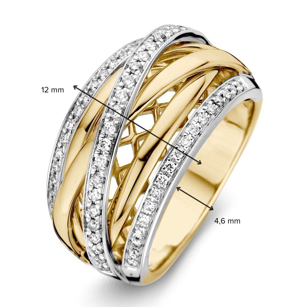 Markanter Bicolor-Goldring mit Brillanten 0,34 Karat