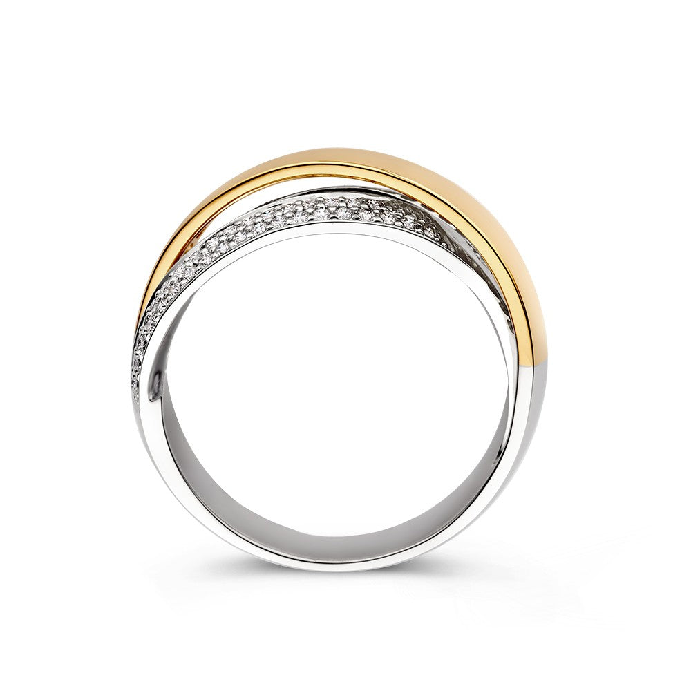 Luxuriöser Bicolor-Crossover-Ring mit 0,37ct Brillant
