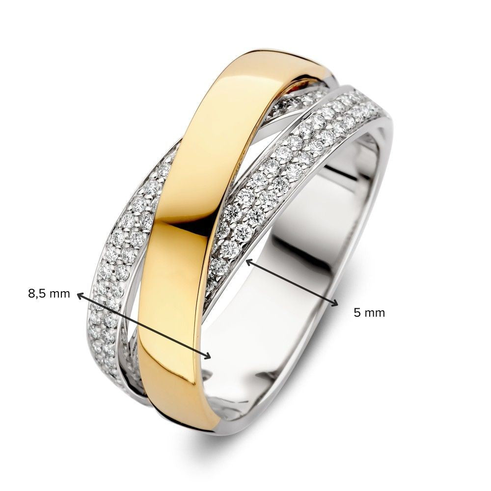 Luxuriöser Bicolor-Crossover-Ring mit 0,37ct Brillant