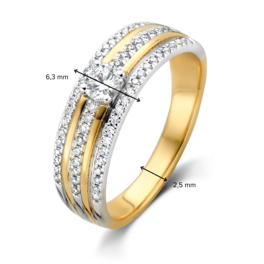 Damenring aus Bicolor-Weiß- und Gelbgold mit Brillant (0,47 Karat) – 14 Karat, H/SI-1 Qualität