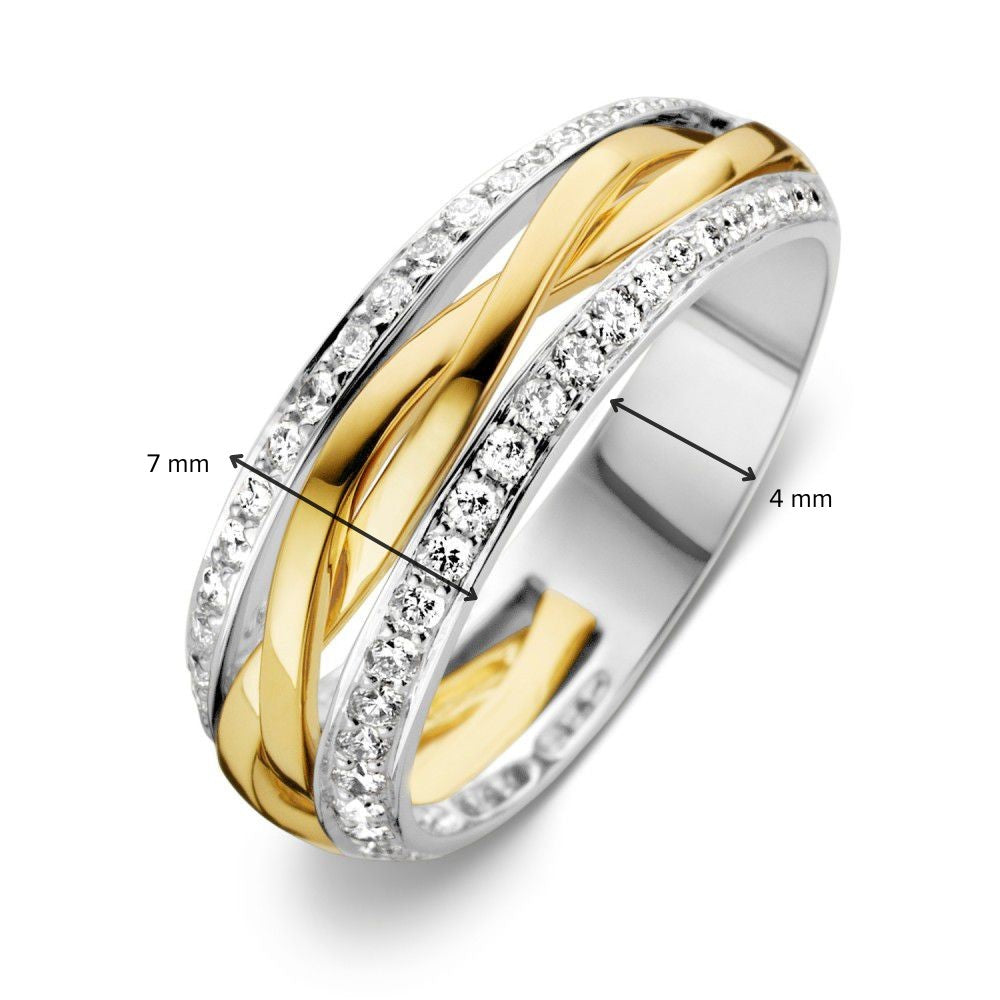 Bicolor Damenring aus Weiß- und Gelbgold mit Brillant (0,47 ct) – 14 Karat, H/SI-1 Qualität
