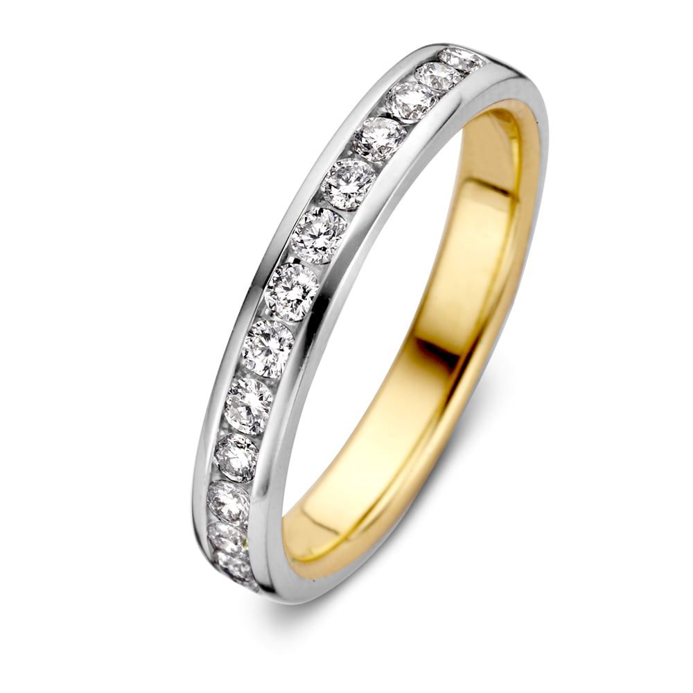 Bicolor Damenring aus 14 Karat Weiß- und Gelbgold mit 0,48 Karat Diamanten in Brillant-Schliff