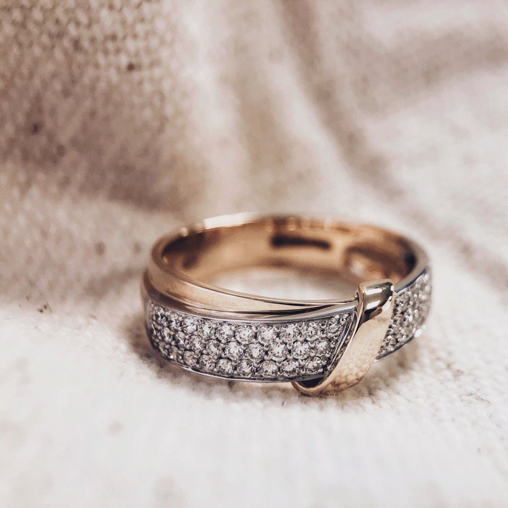 Bicolor Damenring aus Gelb- und Weißgold mit Diamant (0,49 Karat) – 14 Karat