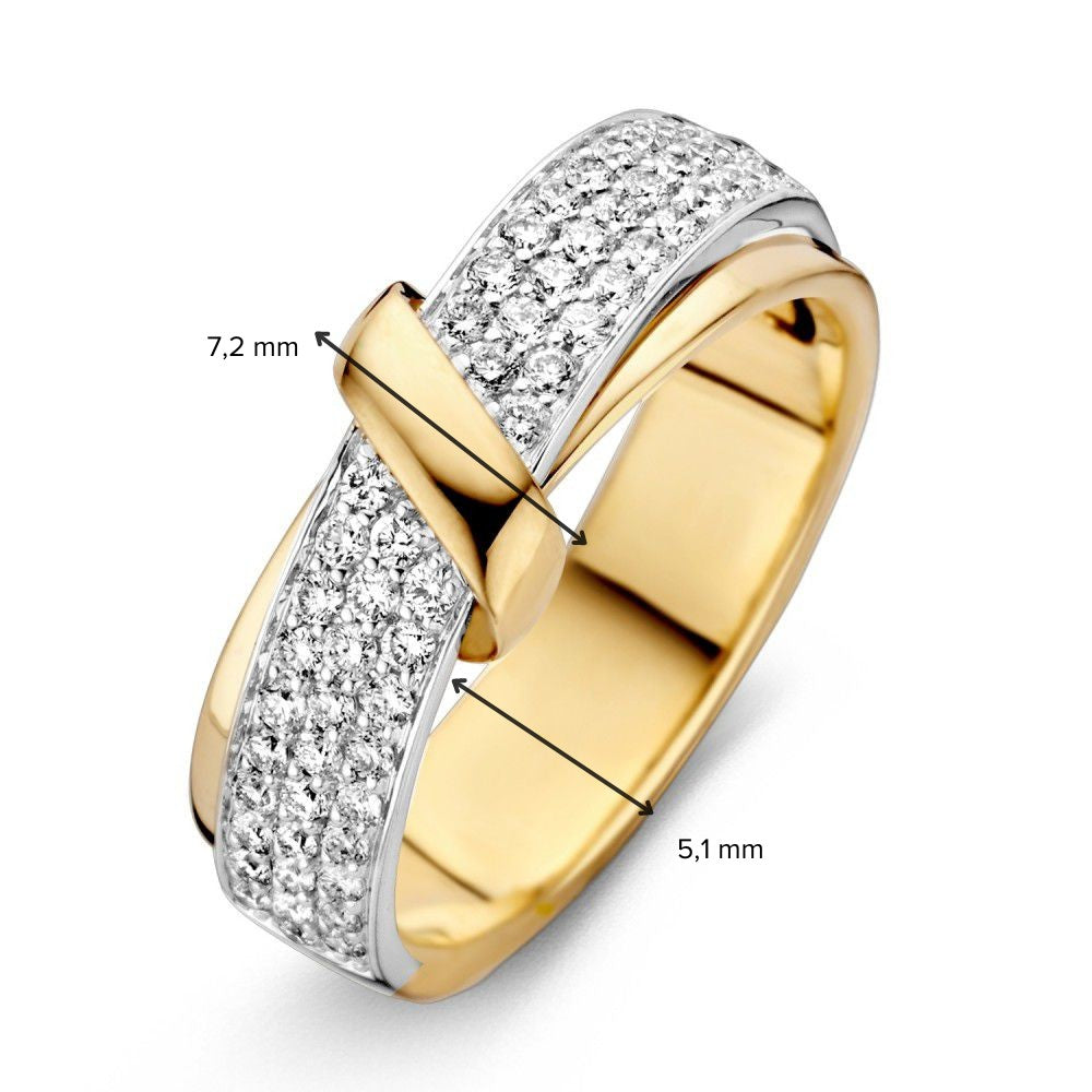 Bicolor Damenring aus Gelb- und Weißgold mit Diamant (0,49 Karat) – 14 Karat