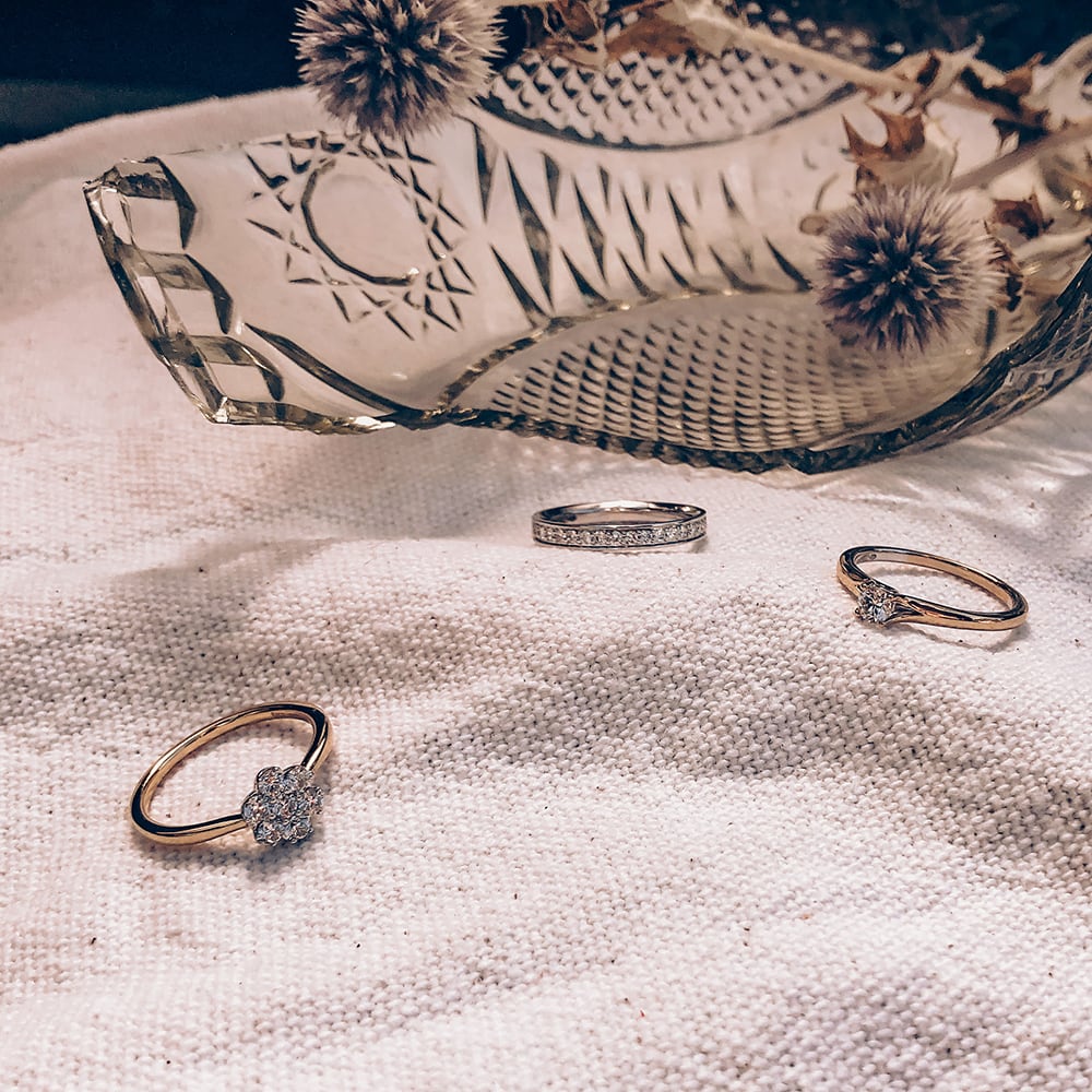 Bicolor Damenring aus Gelb- und Weißgold mit Diamant (0,51 ct) – 14 Karat