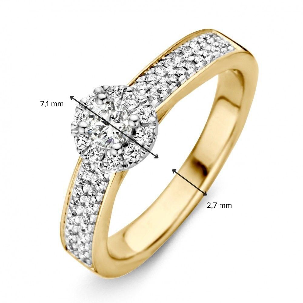 Bicolor Gelb- und Weißgold Damenring mit Diamant (0.51 Karat) – 14 Karat