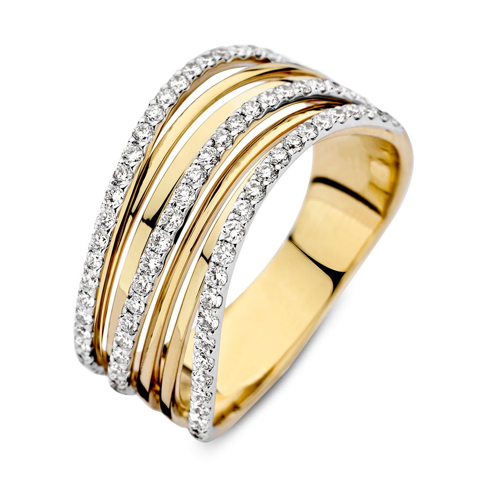 Ring aus 14-karätigem Gelb- und Weißgold mit 0,52 ct Diamanten und luxuriösem Design