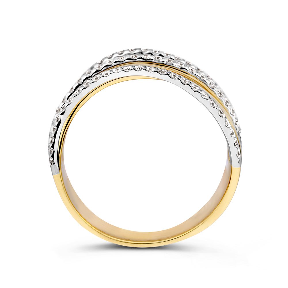 Gelb-weißgoldener Ring mit Diamanten - 14 Karat - Luxuriöses Design - 0,52 ct Diamant