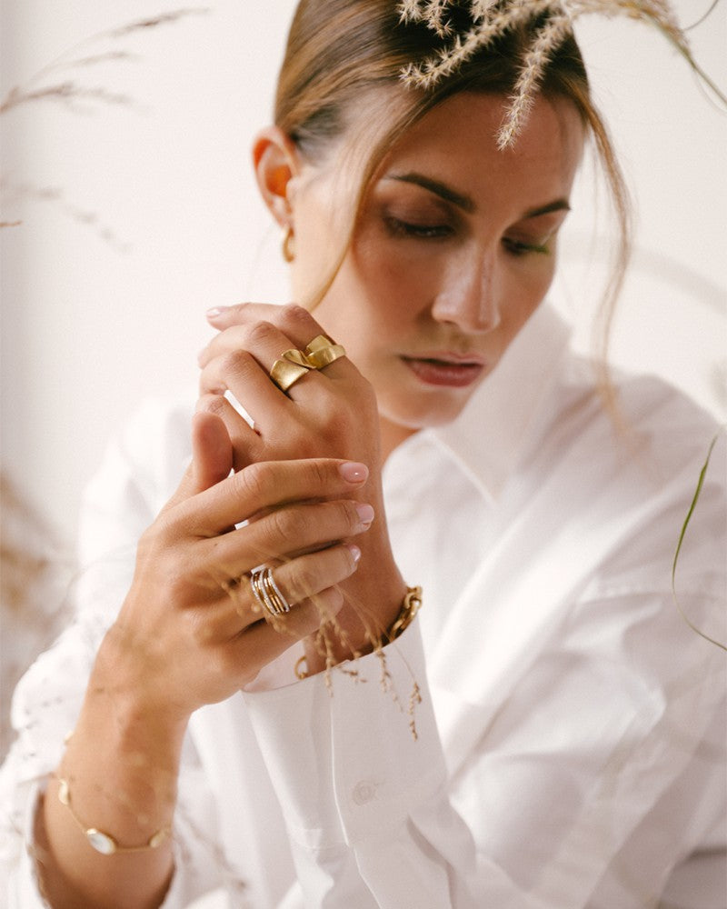 Gelb-weißgoldener Ring mit Diamanten - 14 Karat - Luxuriöses Design - 0,52 ct Diamant