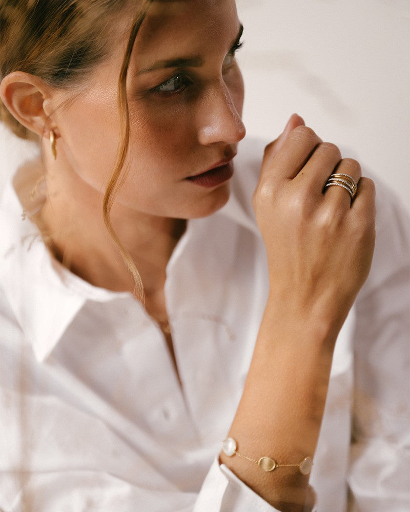 Gelb-weißgoldener Ring mit Diamanten - 14 Karat - Luxuriöses Design - 0,52 ct Diamant