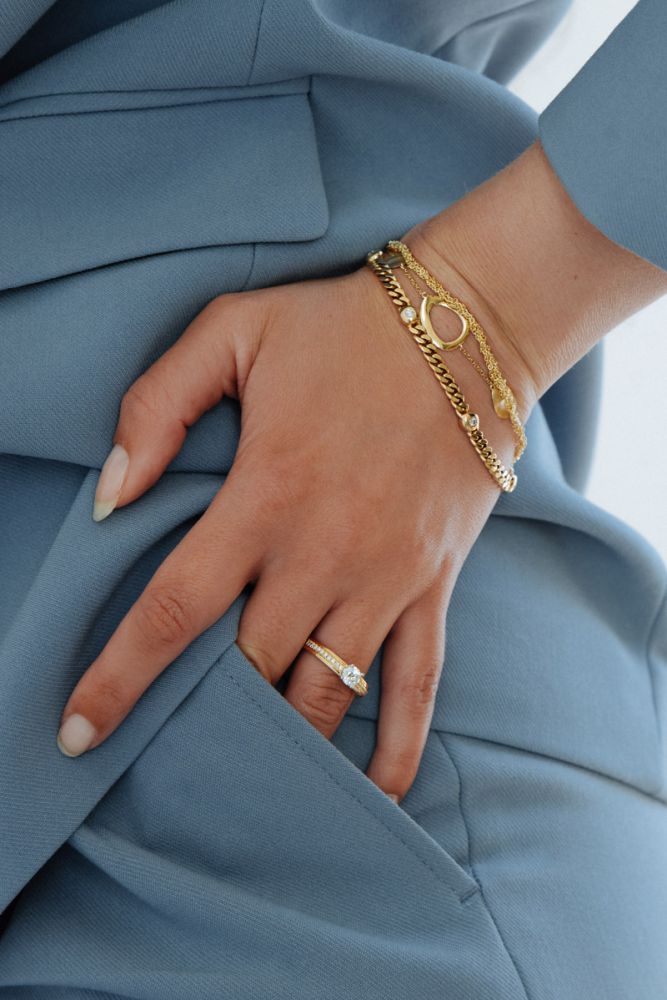 Eleganter Damenring Gelbgoldband mit Brillanten Diamant 0.40ct