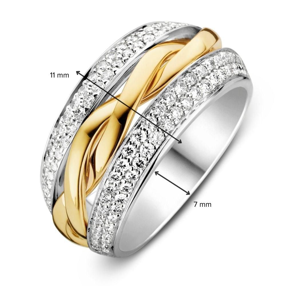 Bicolor Goldring mit Brillanten 0.87ct H/SI-1 14 Karat