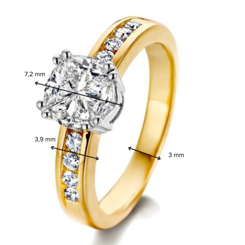 Bicolor Damenring aus Gold mit Diamant-Illusionsfassung 1.25ct H/SI-1 14 Karat