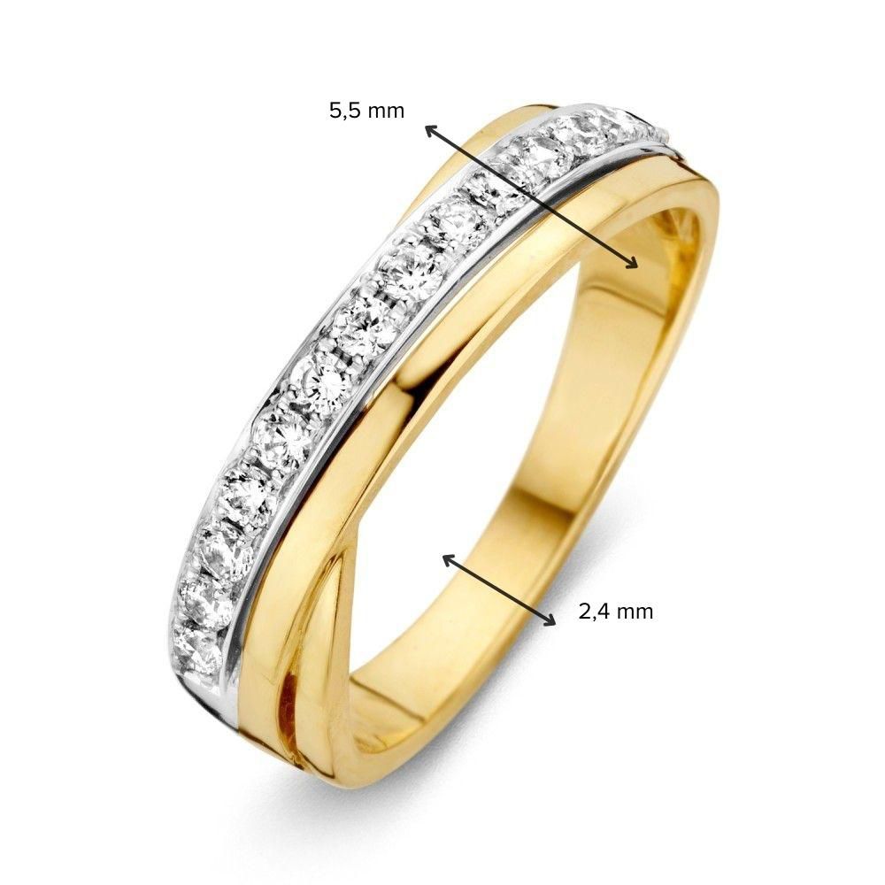 Bicolor Damenring aus 14 Karat Gold mit weißem Zirkonia 5,5 mm