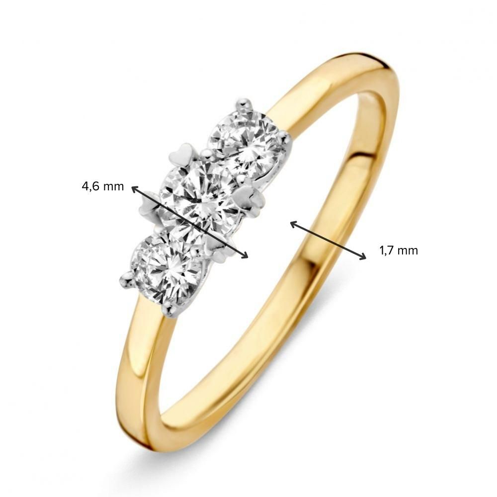 Damenring zweifarbig Gold 14 Karat mit weißem Zirkonia 4.6mm