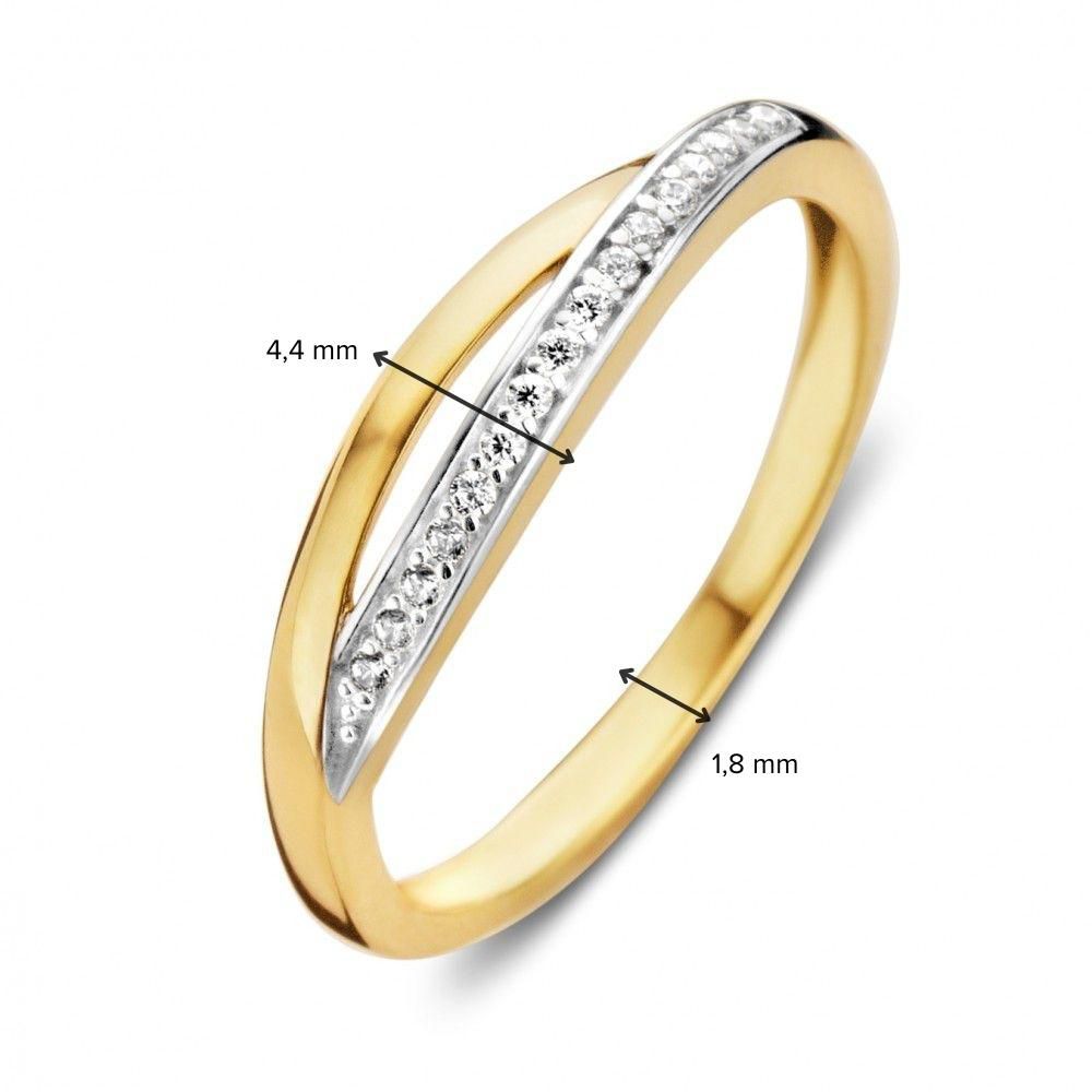 Bicolor gouden ring met witte zirkonia 14 karaat 4.4mm