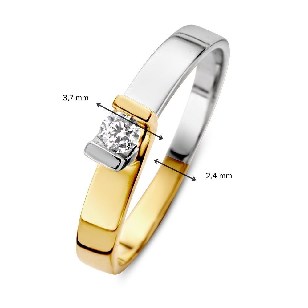 Bicolor 14kt Gelb- und Weißgold Damenring mit Zirkonia - Eleganter Ring mit subtilem Luxus